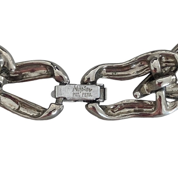 Vintage Napier silver tone collier necklace chain chunky - Picture 9 of 11